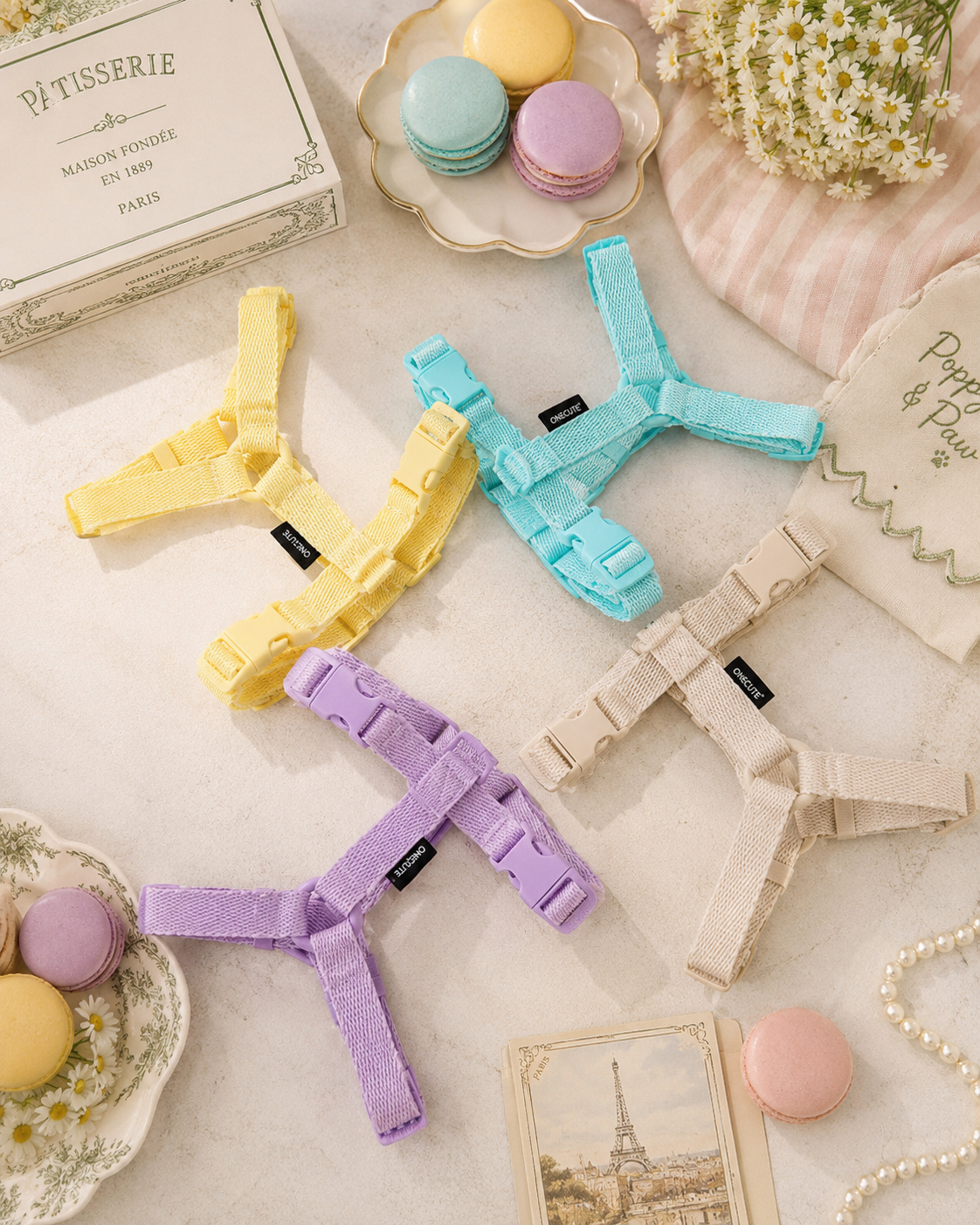 Le Macaron Adjustable Harness & Leash Set